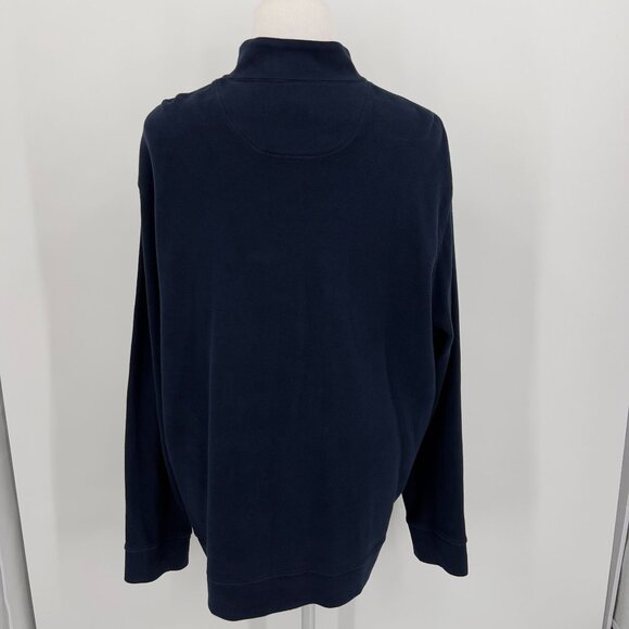 Lands' End Solid Navy Blue 100% Cotton Half-Zip Men's Pullover Sweater XXLT - Picture 3 of 6